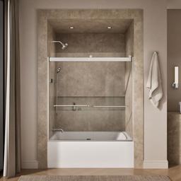 Kohler Levity Sliding Bath Door, 62'' H X 56-5/8 - 59-5/8'' W, with 1/4'' Thick Crystal Clear... - image 4