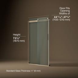 Kohler Levity Sliding Shower Door, 74'' H X 43-5/8 - 47-5/8'' W, with 1/4'' Thick Frosted Glass -... - image 3