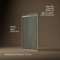 Kohler Levity Sliding Shower Door, 74'' H X 43-5/8 - 47-5/8'' W, with 1/4'' Thick Frosted Glass -... - image 3