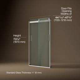 Kohler Levity Sliding Shower Door, 74'' H X 43-5/8 - 47-5/8'' W, with 1/4'' Thick Frosted Glass -... - image 3