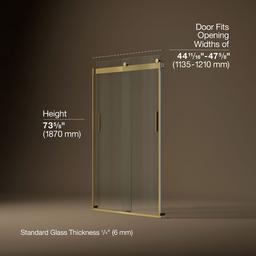 Kohler Levity Sliding Shower Door, 74'' H X 43-5/8 - 47-5/8'' W, with 1/4'' Thick Crystal Clear... - image 3
