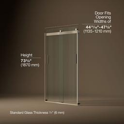 Kohler Levity Sliding Shower Door, 74'' H X 43-5/8 - 47-5/8'' W, with 1/4'' Thick Crystal Clear... - image 3