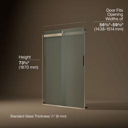 Kohler Levity Sliding Shower Door, 74'' H X 56-5/8 - 59-5/8'' W, with 1/4'' Thick Frosted Glass... - image 3