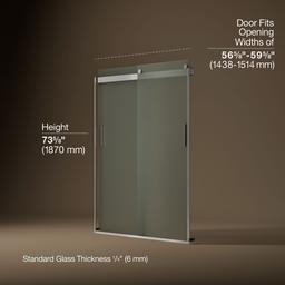 Kohler Levity Sliding Shower Door, 74'' H X 56-5/8 - 59-5/8'' W, with 1/4'' Thick Frosted Glass... - image 3