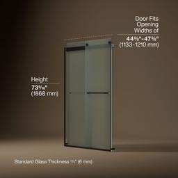Kohler Levity Sliding Shower Door, 74'' H X 44-5/8 - 47-5/8'' W, with 1/4'' Thick Frosted Glass -... - image 3