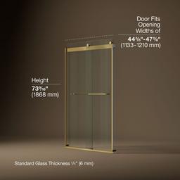 Kohler Levity Sliding Shower Door, 74'' H X 44-5/8 - 47-5/8'' W, with 1/4'' Thick Crystal Clear... - image 3