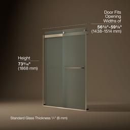 Kohler Levity Sliding Shower Door, 74'' H X 56-5/8 - 59-5/8'' W, with 1/4'' Thick Frosted Glass -... - image 3