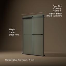 Kohler Levity Sliding Shower Door, 74'' H X 56-5/8 - 59-5/8'' W, with 1/4'' Thick Frosted Glass -... - image 3