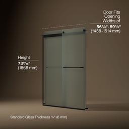 Kohler Levity Sliding Shower Door, 74'' H X 56-5/8 - 59-5/8'' W, with 1/4'' Thick Frosted Glass -... - image 3