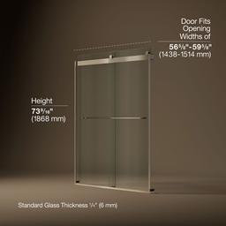 Kohler Levity 74'' H Sliding Shower Door with 1/4''-thick Glass - Anodized Brushed Bronze - image 3