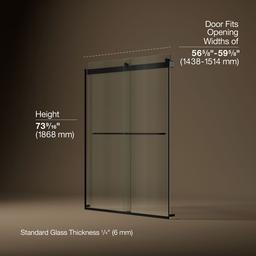 Kohler Levity 74'' H Sliding Shower Door with 1/4''-thick Glass - Matte Black - image 3