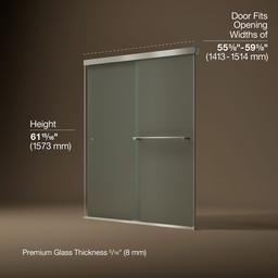 Revel Sliding bath door, 62'' H x 56-5/8 - 59-5/8'' W, with 5/16'' thick Frosted glass - image 3