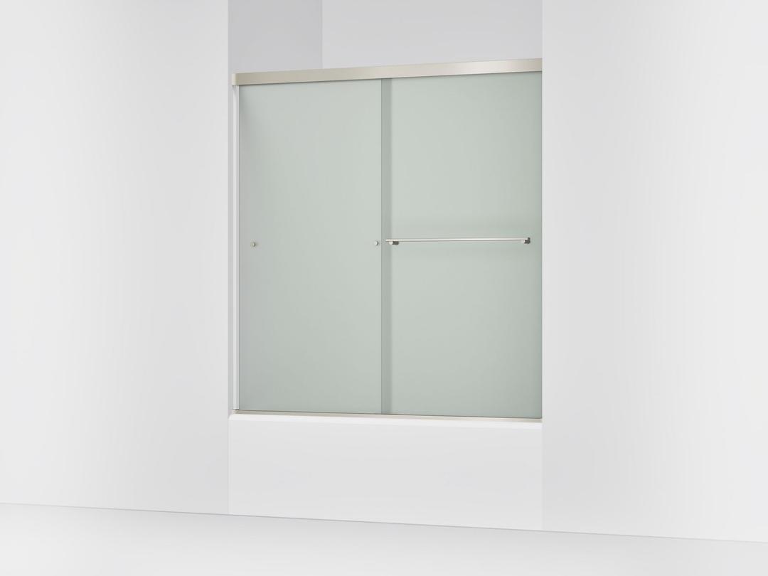 Revel Sliding bath door, 62'' H x 56-5/8 - 59-5/8'' W, with 5/16'' thick Frosted glass by Kohler