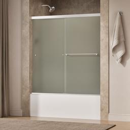 Revel Sliding bath door, 62'' H x 56-5/8 - 59-5/8'' W, with 5/16'' thick Frosted glass - image 2