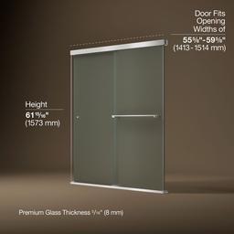 Revel Sliding bath door, 62'' H x 56-5/8 - 59-5/8'' W, with 5/16'' thick Frosted glass - image 3