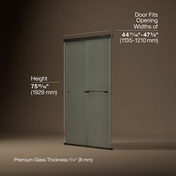 Revel Sliding shower door, 76'' H x 44-5/8 - 47-5/8'' W, with 5/16'' thick Frosted glass - image 3