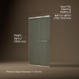 Revel Sliding shower door, 76'' H x 44-5/8 - 47-5/8'' W, with 5/16'' thick Frosted glass - image 3