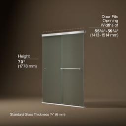 Revel Sliding shower door, 70'' H x 56-5/8 - 59-5/8'' W, with 1/4'' thick Frosted glass - image 3