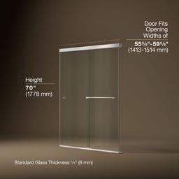 Revel Sliding shower door, 70'' H x 56-5/8 - 59-5/8'' W, with 1/4'' thick Crystal Clear glass - image 3