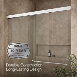 Revel Sliding shower door, 70'' H x 56-5/8 - 59-5/8'' W, with 1/4'' thick Crystal Clear glass - image 9