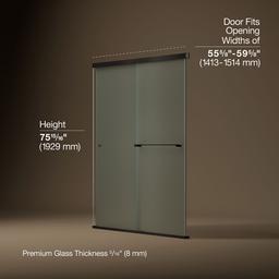 Revel Sliding shower door, 76'' H x 56-5/8 - 59-5/8'' W, with 5/16'' thick Frosted glass - image 3