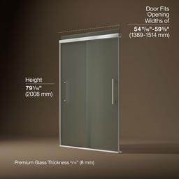 Kohler Pleat Frameless Sliding Shower Door, 79-1/16'' H X 54-5/8 - 59-5/8'' W, with 5/16'' Thick... - image 3