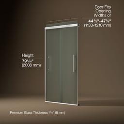Kohler Pleat Frameless Sliding Shower Door, 79-1/16'' H X 44-5/8 - 47-5/8'' W, with 5/16'' Thick... - image 3