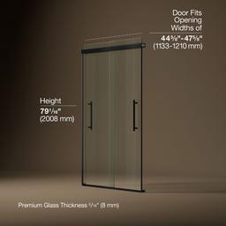 Kohler Pleat Frameless Sliding Shower Door, 79-1/16'' H X 44-5/8 - 47-5/8'' W, with 5/16'' Thick... - image 3