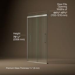 Kohler Pleat Frameless Sliding Shower Door, 79-1/16'' H X 44-5/8 - 47-5/8'' W, with 5/16'' Thick... - image 3