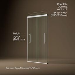 Kohler Pleat Frameless Sliding Shower Door, 79-1/16'' H X 44-5/8 - 47-5/8'' W, with 5/16'' Thick... - image 3