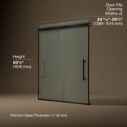 Kohler Pleat Frameless Sliding Bath Door, 63-9/16'' H X 54-5/8 - 59-5/8'' W, with 5/16'' Thick... - image 3