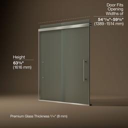 Kohler Pleat Frameless Sliding Bath Door, 63-9/16'' H X 54-5/8 - 59-5/8'' W, with 5/16'' Thick... - image 3