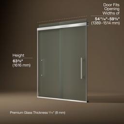 Kohler Pleat Frameless Sliding Bath Door, 63-9/16'' H X 54-5/8 - 59-5/8'' W, with 5/16'' Thick... - image 3