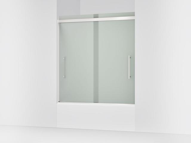 Kohler Pleat Frameless Sliding Bath Door, 63-9/16'' H X 54-5/8 - 59-5/8'' W, with 5/16'' Thick...
