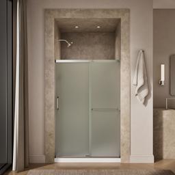 Elate Sliding shower door, 70-1/2'' H x 44-1/4 - 47-5/8'' W, with 1/4'' thick Frosted glass - Matte Nickel - image 4