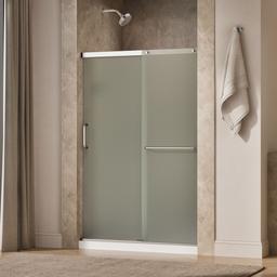 Elate Sliding shower door, 70-1/2'' H x 50-1/4 - 53-5/8'' W, with 1/4'' thick Frosted glass - Bright Silver - image 2