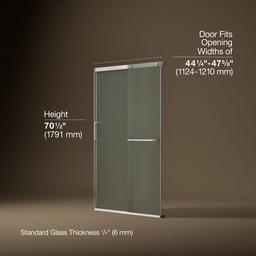 Elate Sliding shower door, 70-1/2'' H x 44-1/4 - 47-5/8'' W, with 1/4'' thick Frosted glass - Bright Silver - image 3