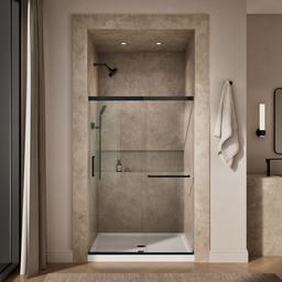 Elate Sliding shower door, 70-1/2'' H x 50-1/4 - 53-5/8'' W, with 1/4'' thick Crystal Clear glass - Matte Black - image 4