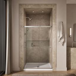 Elate Sliding shower door, 70-1/2'' H x 50-1/4 - 53-5/8'' W, with 1/4'' thick Crystal Clear glass - Matte Nickel - image 4