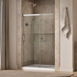 Elate Sliding shower door, 70-1/2'' H x 50-1/4 - 53-5/8'' W, with 1/4'' thick Crystal Clear glass - Matte Nickel - image 2