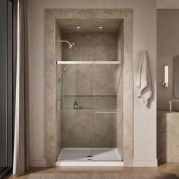 Elate Sliding shower door, 70-1/2'' H x 50-1/4 - 53-5/8'' W, with 1/4'' thick Crystal Clear glass - Bright Silver - image 4