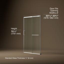 Elate Sliding shower door, 70-1/2'' H x 50-1/4 - 53-5/8'' W, with 1/4'' thick Crystal Clear glass - Bright Silver - image 3