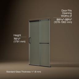 Elate Sliding shower door, 70-1/2'' H x 50-1/4 - 53-5/8'' W, with 1/4'' thick Frosted glass - Matte Black - image 3