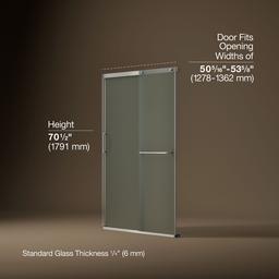 Elate Sliding shower door, 70-1/2'' H x 50-1/4 - 53-5/8'' W, with 1/4'' thick Frosted glass - Matte Nickel - image 3