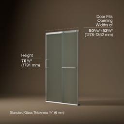 Elate Sliding shower door, 70-1/2'' H x 50-1/4 - 53-5/8'' W, with 1/4'' thick Frosted glass - Bright Silver - image 3