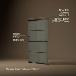 Elate Sliding shower door, 70-1/2'' H x 50-1/4 - 53-5/8'' W, with 1/4'' thick Frosted glass with rectangular grille pattern - Matte Black - image 3
