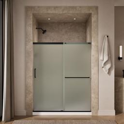 Elate Sliding shower door, 70-1/2'' H x 56-1/4 - 59-5/8'' W, with 1/4'' thick Frosted glass - Matte Black - image 4