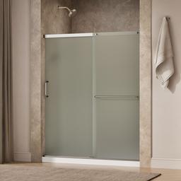 Elate Sliding shower door, 70-1/2'' H x 56-1/4 - 59-5/8'' W, with 1/4'' thick Frosted glass - Matte Nickel - image 2