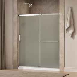 Elate Sliding shower door, 70-1/2'' H x 56-1/4 - 59-5/8'' W, with 1/4'' thick Frosted glass - Bright Silver - image 2