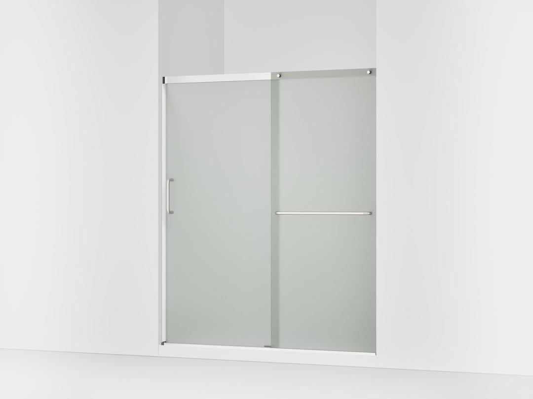 Elate Sliding shower door, 70-1/2'' H x 56-1/4 - 59-5/8'' W, with 1/4'' thick Frosted glass - Bright Silver by Kohler